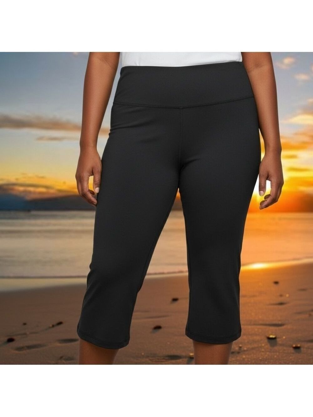 Women's Black Yoga Pants Flair Bottom